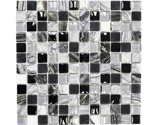 Mosaïque de verre XCM HQ24, MIX MULTICOLORE, 30x30 cm Mosaïque avec aspect verre et pierre