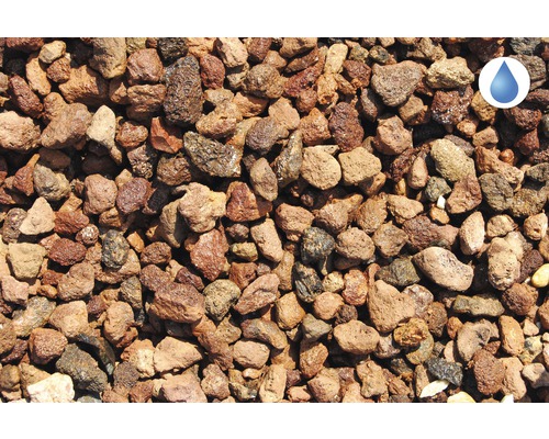 Gros plan de paillis de lave avec symbole d''eau