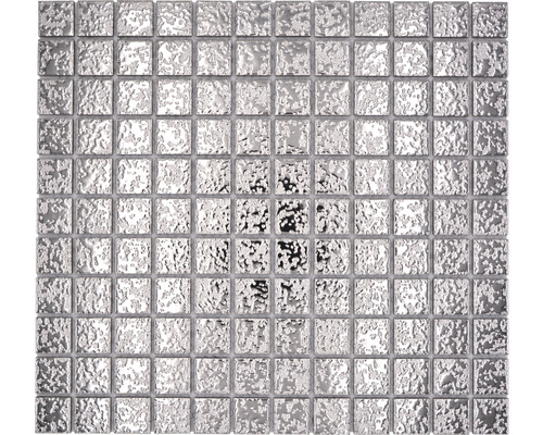 Mosaïque en céramique SB 393 30,5x32,5 cm argent Carreau de mosaïque carré en verre