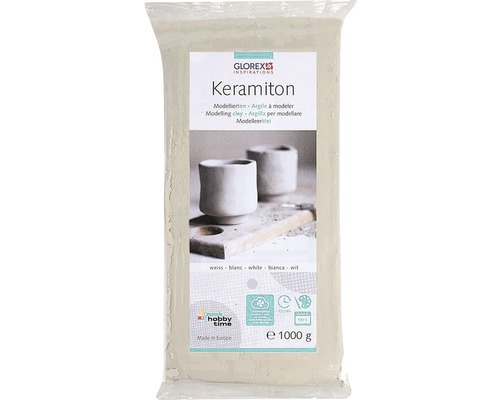Keramiton Modelliermasse gebrauchsfertig lufthärtend und ofenhärtend geruchslosigkeit weiss 1 kg Keramische Modelliermasse in einer 1000 Gramm Packung