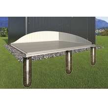 Abri de jardin sur fondation à vis avec lit de gravier