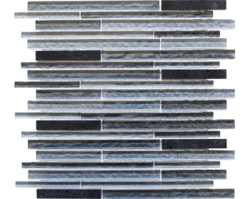 Glasmosaik XCM MS89 MIX SCHWARZ 29,8x29,8 cm Mosaikfliese mit Glas- und Steinelementen