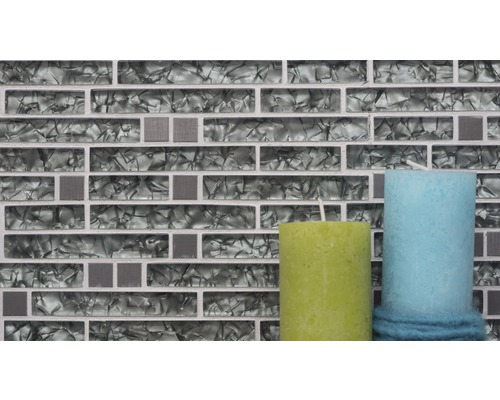 Mosaïque avec structure en verre et deux bougies