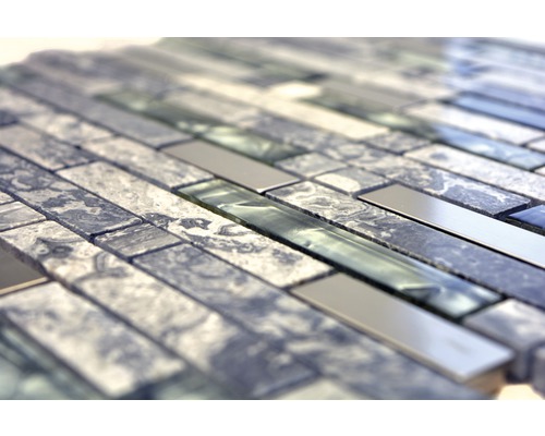 Carreaux de mosaïque en pierre, verre et métal