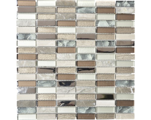 Glasmosaik XCM SM68 MIX MEHRFARBEN 29,8x30,4 cm Mosaikfliese aus Glas und Stein