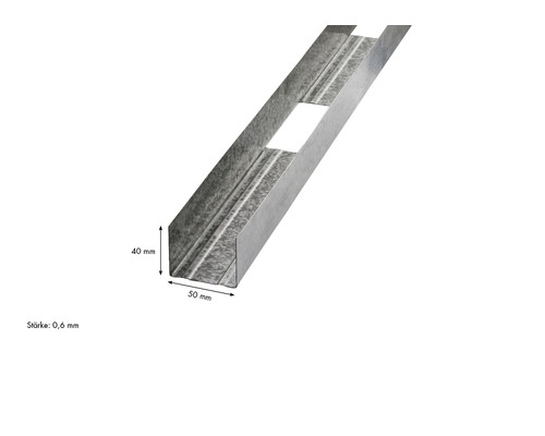 Profilé métallique vertical de dimensions 40 mm x 50 mm et d''une épaisseur de 0,6 mm