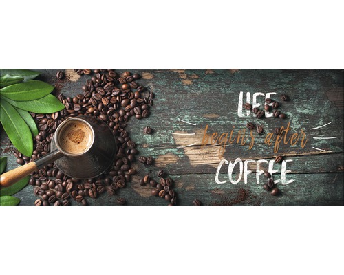 Glasbild Life & Coffee Creation 30x80 cm