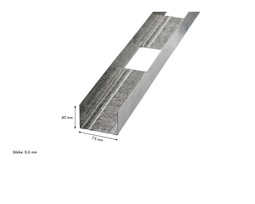 Profilé métallique de montant de dimensions 75 mm x 40 mm et d''une épaisseur de 0,6 mm