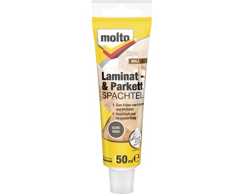 Spatule pour stratifié & parquet Molto chêne gris 50 ml Mastic pour stratifié et parquet Molto, tube de 50 ml pour la réparation du bois