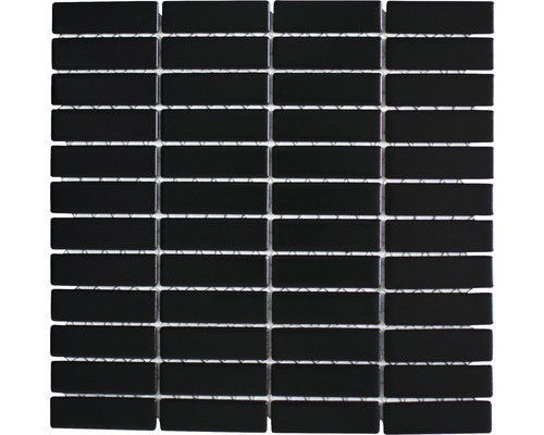 Mosaïque en céramique ST 360 30x31,5 cm noire Filet de carreaux de mosaïque noir avec carreaux rectangulaires