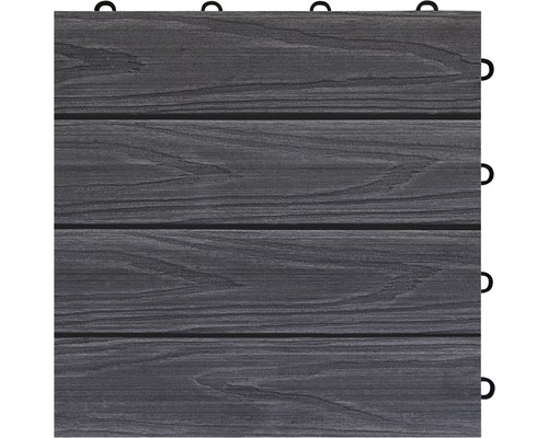 Graue Terrassenfliese mit Holzoptik und Klicksystem