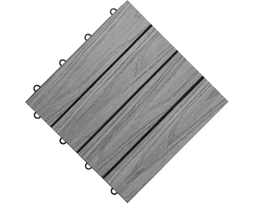 Quadratische Terrassenfliese mit Holzoptik und Klicksystem