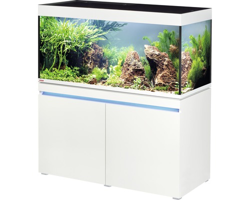 Ensemble d'aquariums EHEIM incpiria 430 avec éclairage à LED et meuble bas éclairé alpin