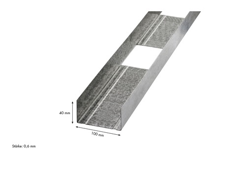 Profilé en C métallique de dimensions 40 mm x 100 mm