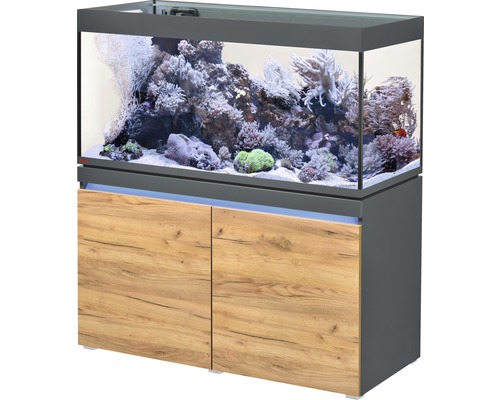 Aquariumkombination EHEIM incpiria 430 reef mit Förderpumpe und beleuchtbaren Unterschrank graphit/Eiche