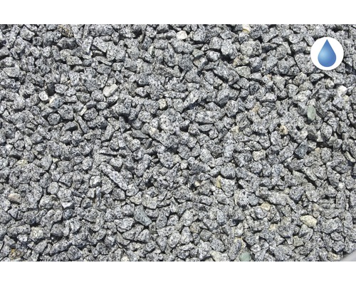 Gros plan de gravillons décoratifs avec symbole de perméabilité à l''eau