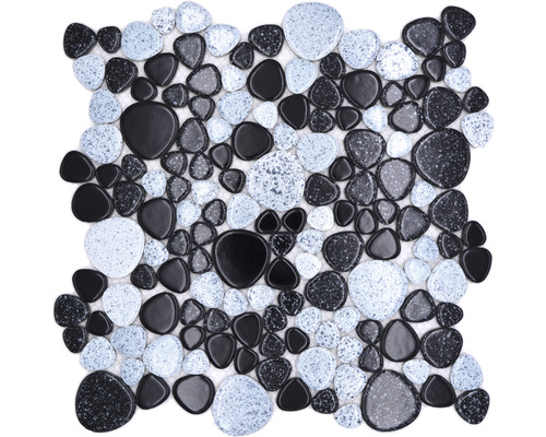 Mosaïque en céramique XKM 33 BLANC/NOIR 30x30 cm Mosaïque avec aspect galets