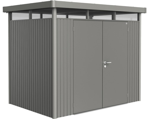 Abri de jardin biohort HighLine H2 double porte 275 x 195 cm gris quartz-métallique