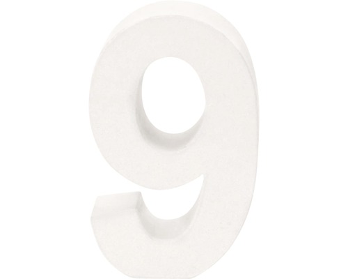 Chiffre 9 carton 10x3.5 cm blanc