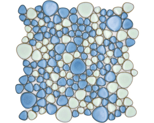 Keramikmosaik XKM 79 HELLBLAU/HELLGR 30x30 cm Mosaikfliese mit Kiesel-Optik