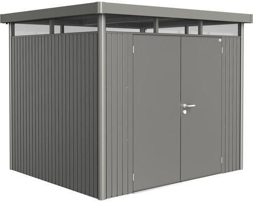 Abri de jardin biohort HighLine H3 porte à deux vantaux 257x217 cm gris quartz