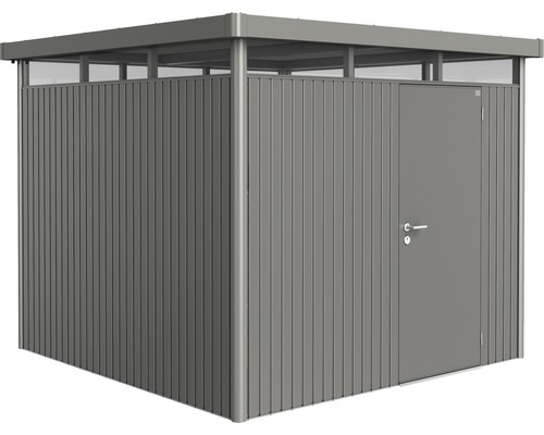 Abri de jardin biohort HighLine H4 porte standard 275 x 275 cm gris quartz-métallique