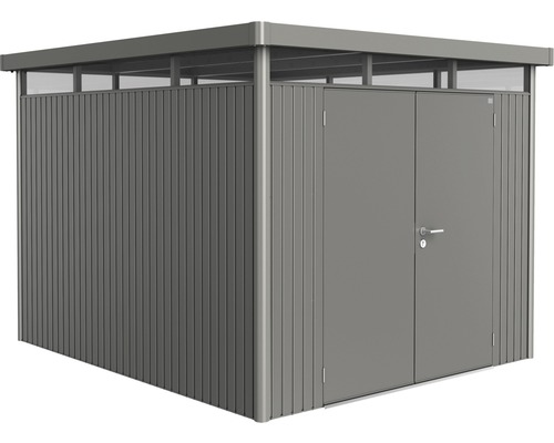 Abri de jardin biohort HighLine H5 porte à deux vantaux 257x297 cm gris quartz