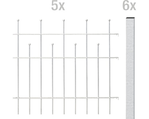 Kit de base pour clôture ALBERTS Madrid à sceller dans le béton 10 x 1 m galvanisé à chaud