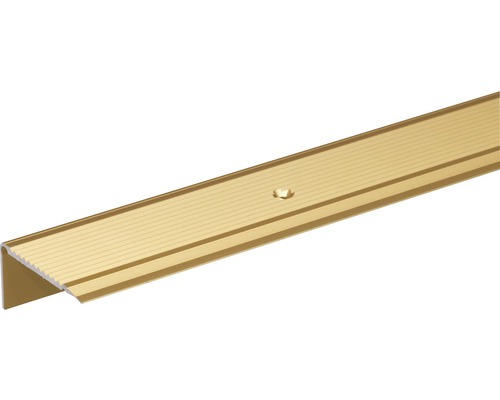 Profilé d'escalier Aluminium or 45 x 23 x 2,7 mm , 2 m Profil de bordure d''escalier en aluminium avec trou de vis