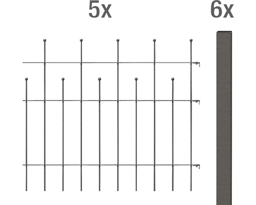 Kit de base pour clôture ALBERTS Madrid à sceller dans le béton 10 x 0,75 m anthracite