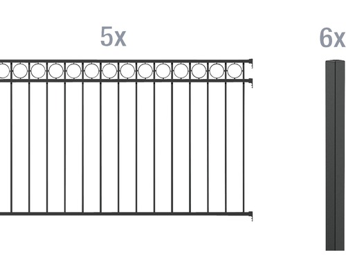 Set de base pour clôture ALBERTS Circle 10 x 1 m noir mat