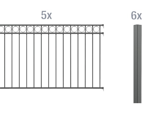 Set de base pour clôture ALBERTS Circle 10 x 1 m anthracite