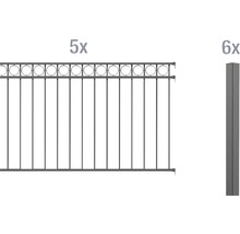 Élément de clôture avec poteaux pour aménagement de jardin, cinq éléments et six poteaux