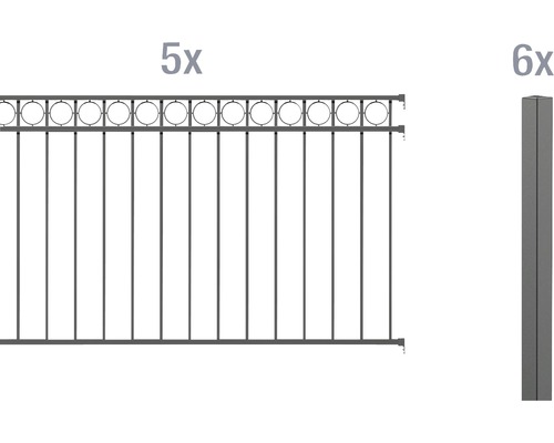 Set de base pour clôture ALBERTS Circle 10 x 1,20 m anthracite