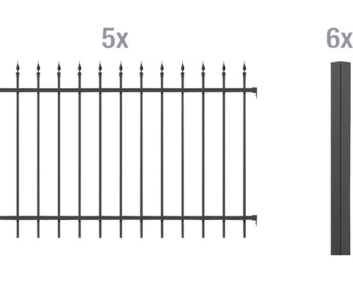 Clôture en métal Alberts «Chaussee», (ensemble), hauteur 100 cm, 5 panneaux pour 10 m, 6 poteaux à sceller dans le béton