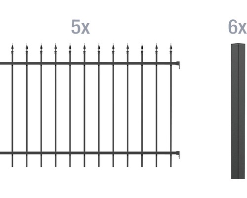 Clôture en métal Alberts «Chaussee», (ensemble), hauteur 120 cm, 5 panneaux pour 10 m, 6 poteaux à sceller dans le béton