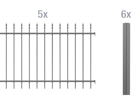 Clôture en métal Alberts «Chaussee», (ensemble), hauteur 100 cm, 5 panneaux pour 10 m, 6 poteaux à sceller dans le béton