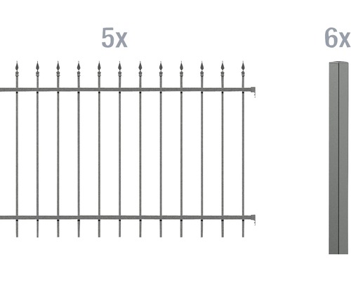 Clôture en métal Alberts «Chaussee», (ensemble), hauteur 120 cm, 5 panneaux pour 10 m, 6 poteaux à sceller dans le béton