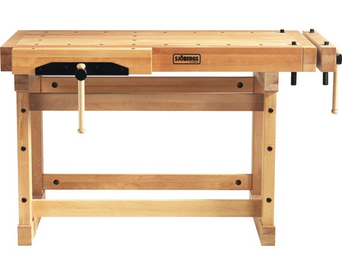 Sjöbergs Banc de rabotage 1515 x 900 x 740 mm 4 crochets de banc en bois Établi Sjöbergs en bois avec étau