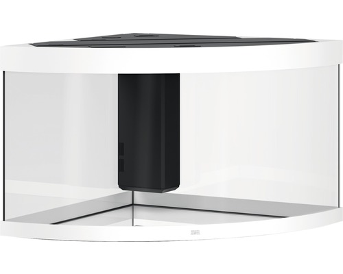 Aquarium d''angle blanc avec système de filtration