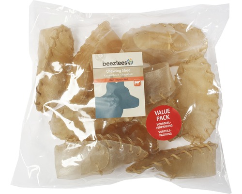 Beetztees Kauschuh für Hunde in einer transparenten Verpackung