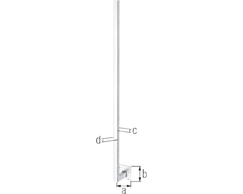 Aluminium-Handlauf mit Wandhalterung und Massangaben