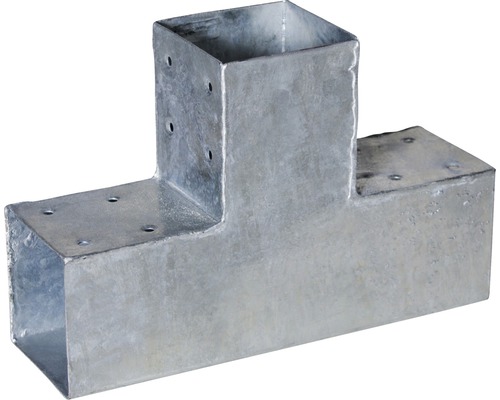 Connecteur enfichable Konsta TYPE T pour poteaux 9 x 9 cm galvanisé à chaud Support de poteau en T métallique avec trous de forage