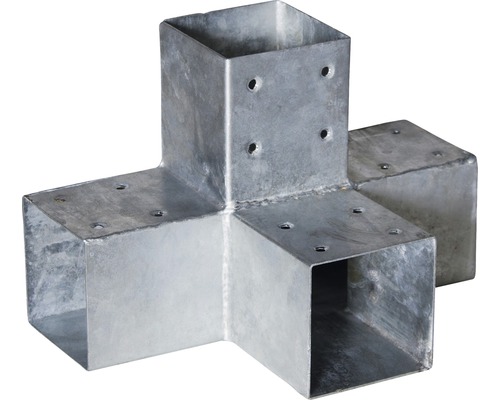 Connecteur enfichable Konsta TYPE x pour poteaux 9 x 9 cm galvanisé à chaud Connecteur métallique pour tours de jeux avec trous