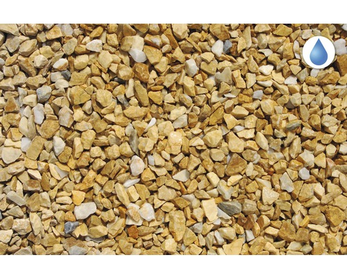Gravier décoratif jaune avec symbole de perméabilité à l''eau