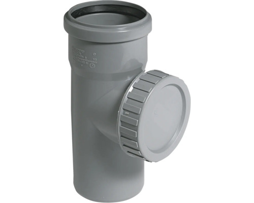 Tube de nettoyage HT-RE DN 50 mm Tuyau de dérivation en plastique gris pour applications sanitaires