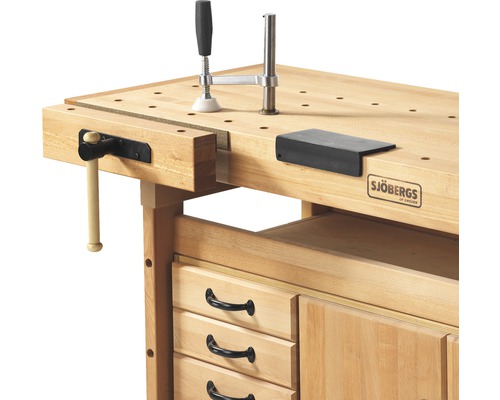 Kit d'accessoires Sjöbergs pour établi de rabotage Scandi Plus 1425 et 1825 Établi avec serre-joints, valets d''établi et tiroirs