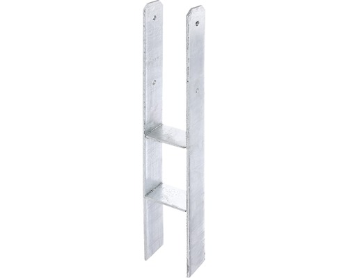 Support pour poteau en H à bétonner, type 665, galvanisé à chaud 116x800 mm Support de poteau à bétonner avec deux barres et trous pour vis