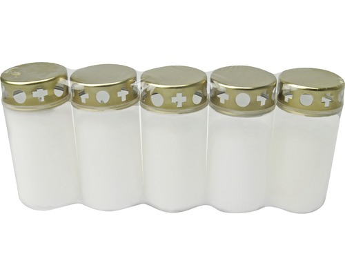 Bougie de tombe avec couvercle n°3 Ø 6 H 12.5 cm blanc lot de 5