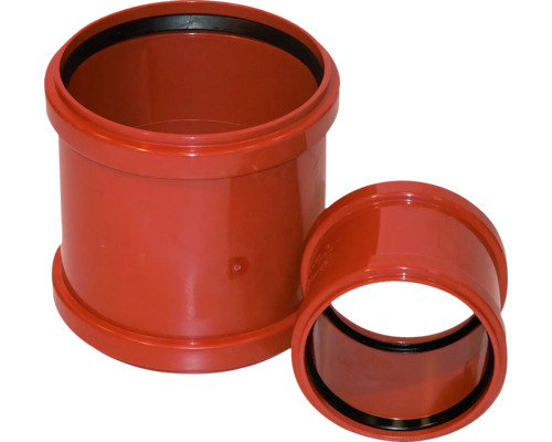 Zwei Abwasserrohrverbinder aus Kunststoff